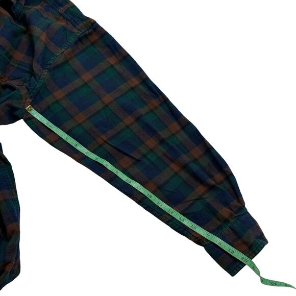 BANANA REPUBLIC Vintage Cotton Flannel Green Yellow Plaid Button Up Shirt Sz XL - Picture 6 of 6